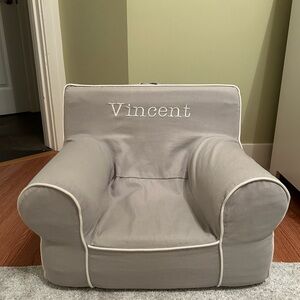 COVER ONLY Pottery Barn Kids My First Anywhere Chair - Gray with White ‘Vincent’